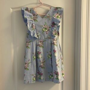 Janie and Jack Girls Light Blue and Purple Floral Lined Dress Size 8